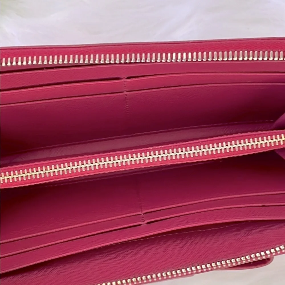 Prada Pink Leather‎ Zippy Long Wallet with Bow